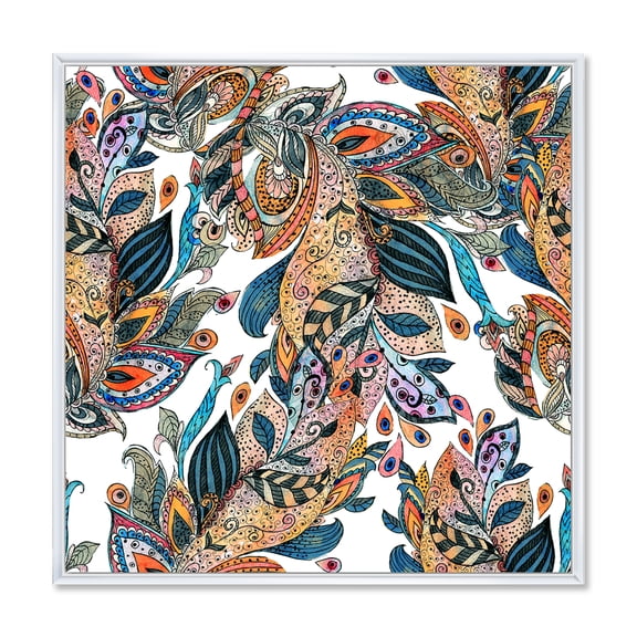Designart 'Floral Seamless Abstract Texture Pattern' Traditional Framed Canvas Wall Art Print