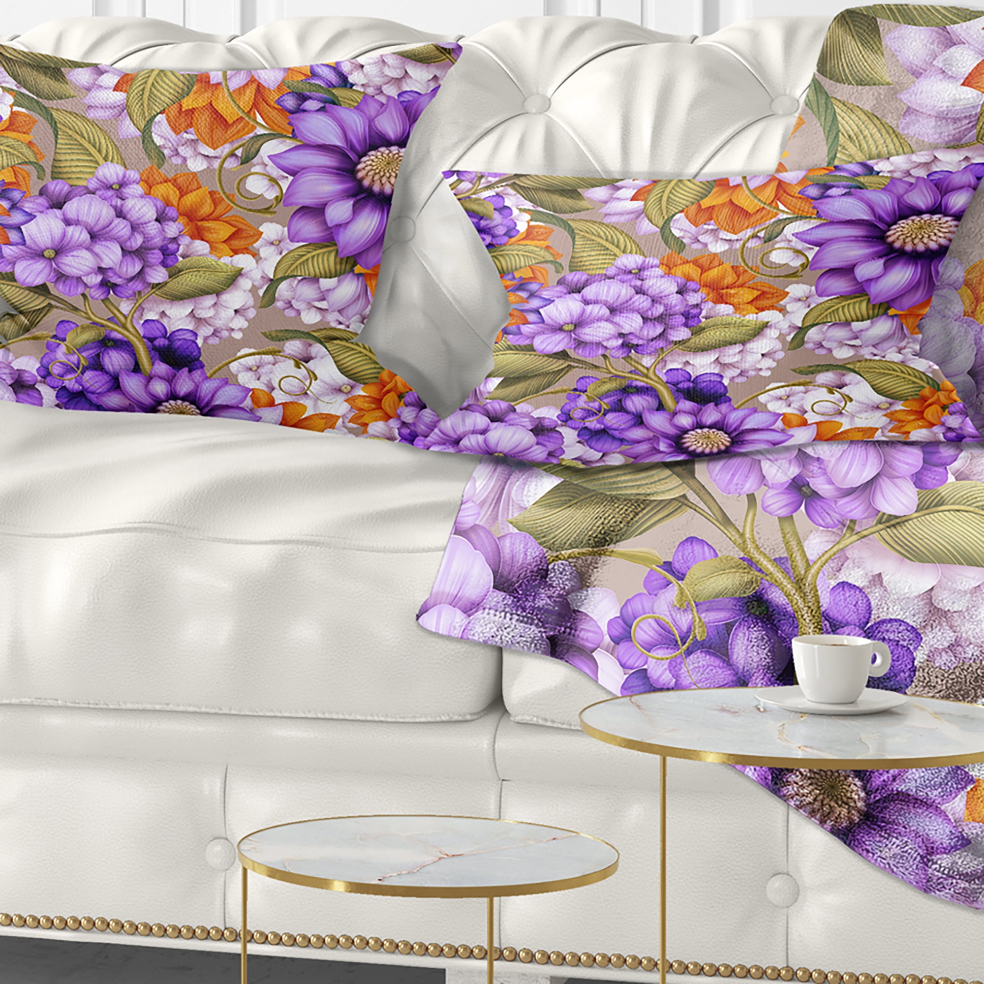 Designart Floral Seamless Pattern - Floral Throw Pillow - 12x20