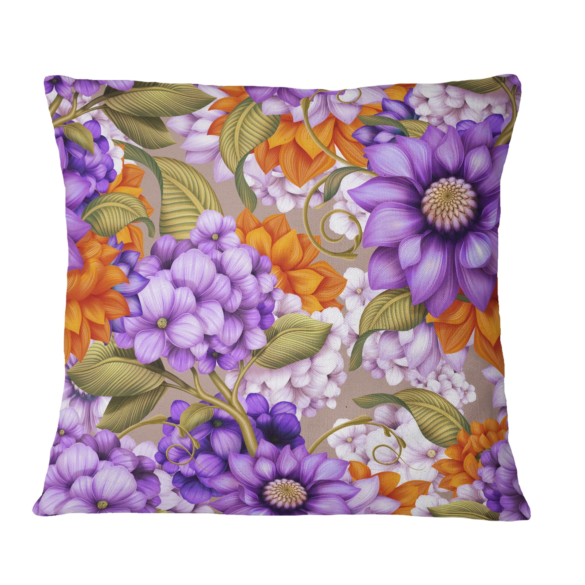 Designart Floral Seamless Pattern - Floral Throw Pillow - 16x16