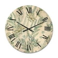 thumbnail image 1 of Designart 'Floral Seamless Pattern Succulents and Ferns Thorns' Farmhouse Wood Wall Clock, 1 of 5