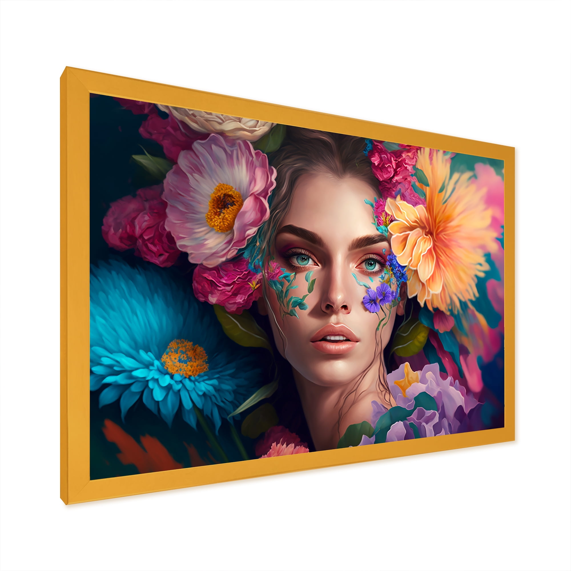 Designart Floral Sensual Woman Portrait I Framed Wall Art