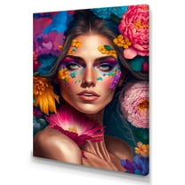 Designart Floral Sensual Woman Portrait IV Canvas Wall Art