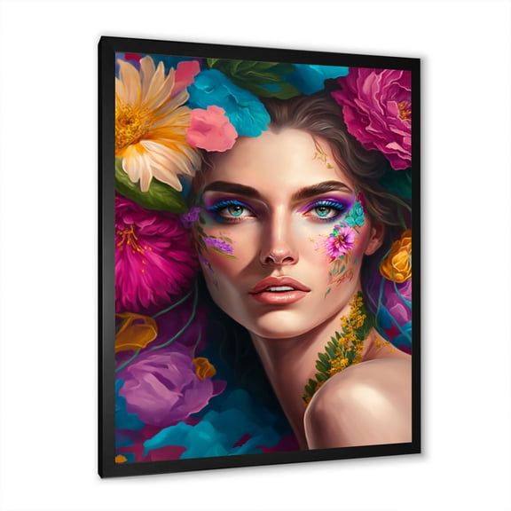 Designart Floral Sensual Woman Portrait VI Framed Wall Art