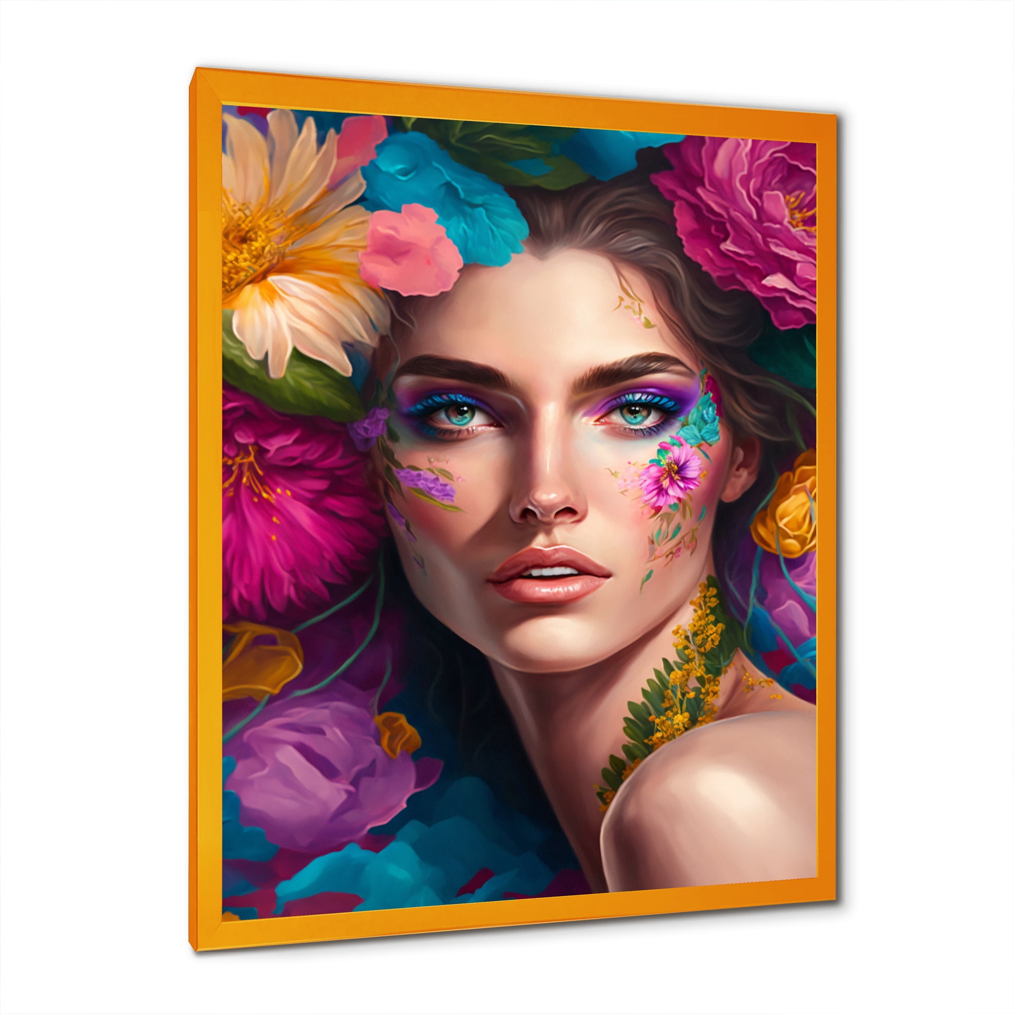 Designart Floral Sensual Woman Portrait VI Framed Wall Art