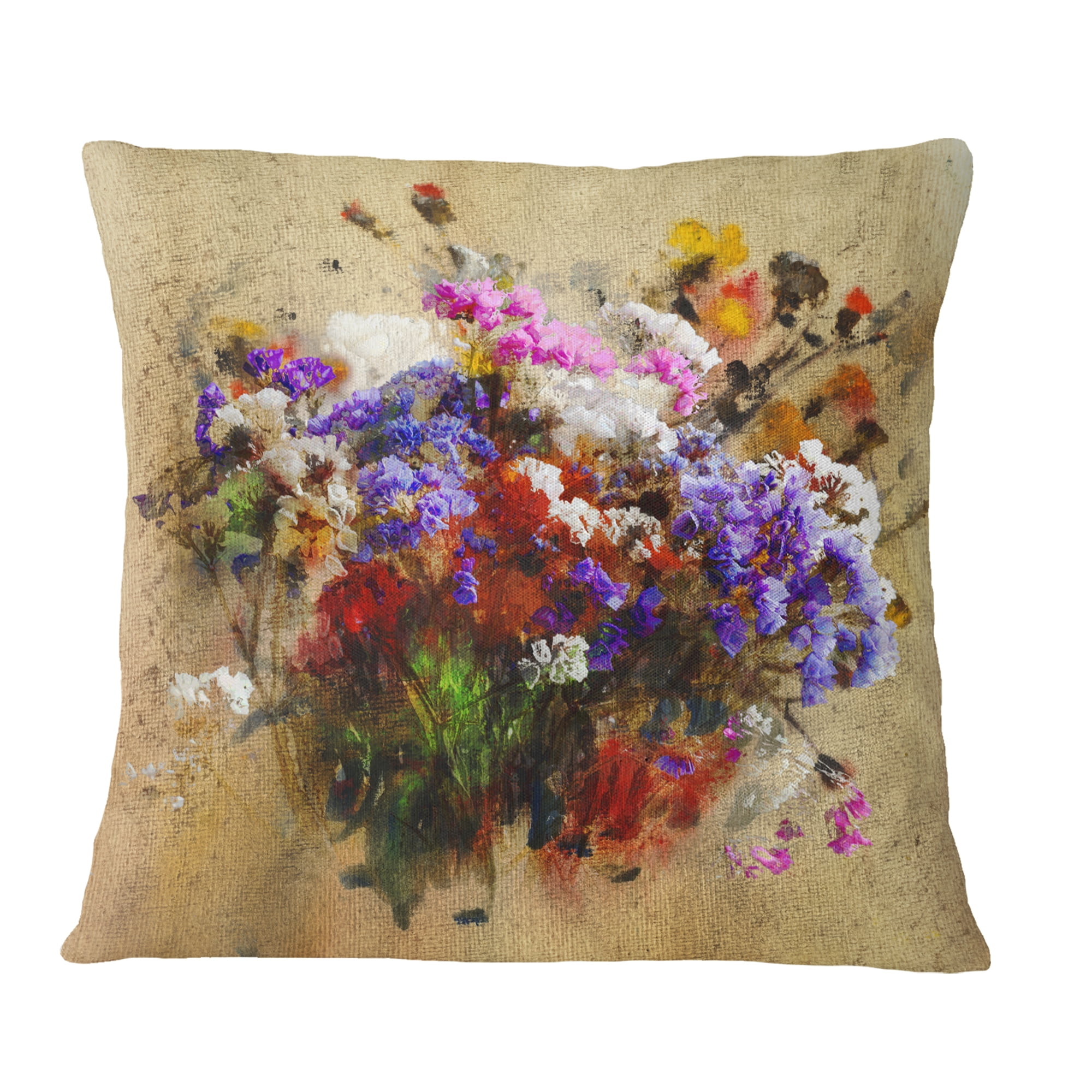 Designart Floral Still with Bunch of Flowers - Floral Throw Pillow - 16x16