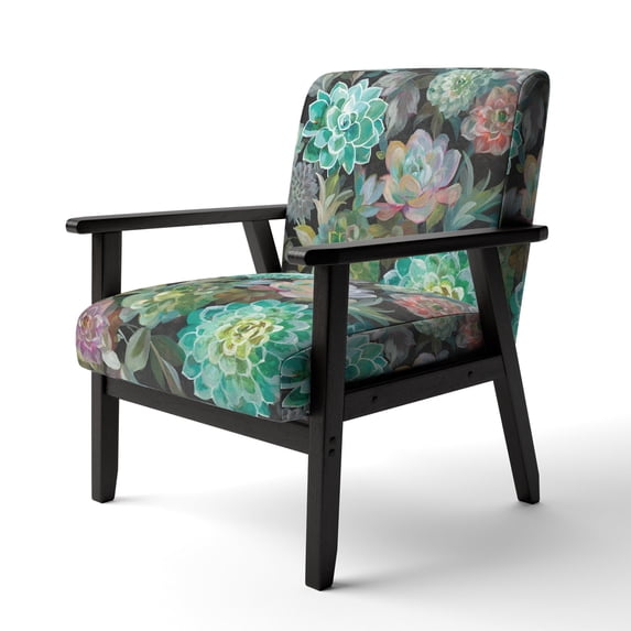 Designart "Floral Succulents" Upholstered Traditional Accent Chair - Arm Chair