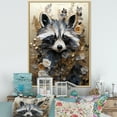thumbnail image 1 of Designart "Floral Trickster" Animals Raccoon Floater Framed Wall Art Living Room, 1 of 5