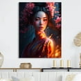 thumbnail image 1 of Designart "Floral Warriors Asian Elegance I" Asian Woman Metal Wall Art, 1 of 5