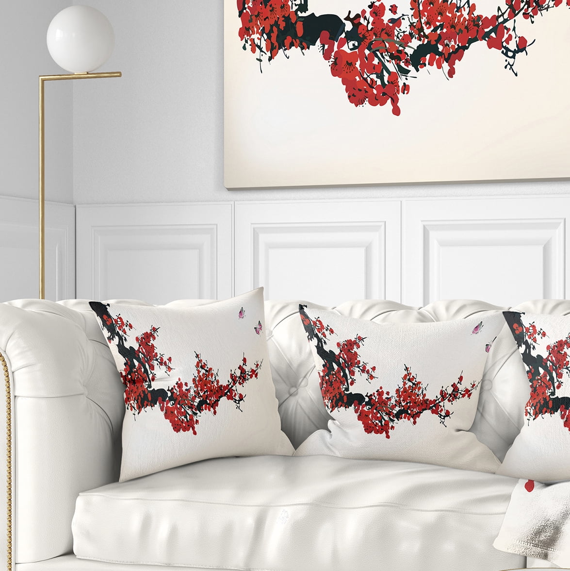 Designart Floral Winter Sweet - Floral Throw Pillow - 16x16