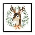 thumbnail image 1 of Designart 'Floral Wreath Isolated On White Over Deer' Farmhouse Framed Art Print, 1 of 4