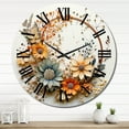thumbnail image 1 of Designart "Floral Wreath in Beige and Orange I" Floral Oversized Wall Clock, 1 of 5