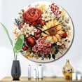 thumbnail image 1 of Designart "Floral Wreath in Beige and Orange II" Floral Oversized Wall Clock, 1 of 5