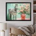 thumbnail image 1 of Designart "Floral Zebra in Pink and Green IV" Animals Framed Wall Art Decor - Modern Farmhouse Pink Zebra Entryway Framed Wall Art, 1 of 6