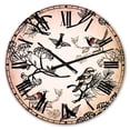 thumbnail image 1 of Designart 'Floral pattern with birds' Traditional Wall Clock, 1 of 3