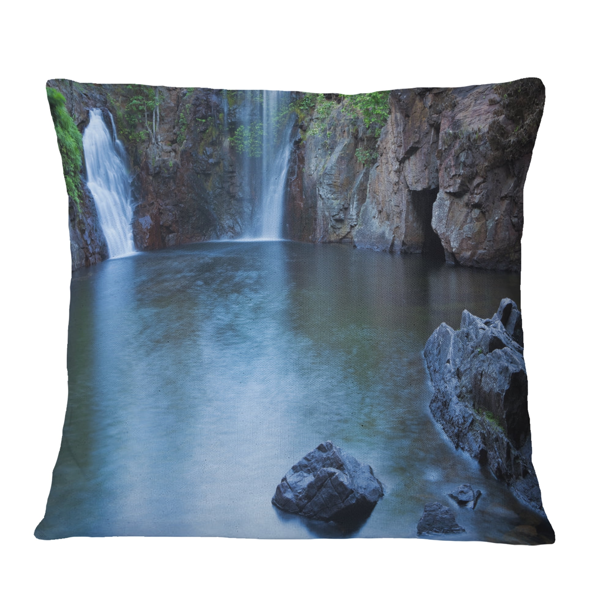Designart Florence Falls in Litchfield - Landscape Printed Throw Pillow - 18x18
