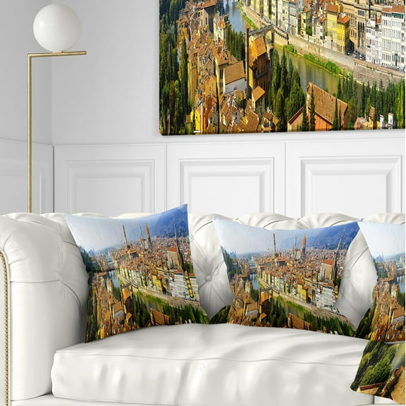 Designart Florence Panoramic View - Cityscape Photo Throw Pillow - 18x18