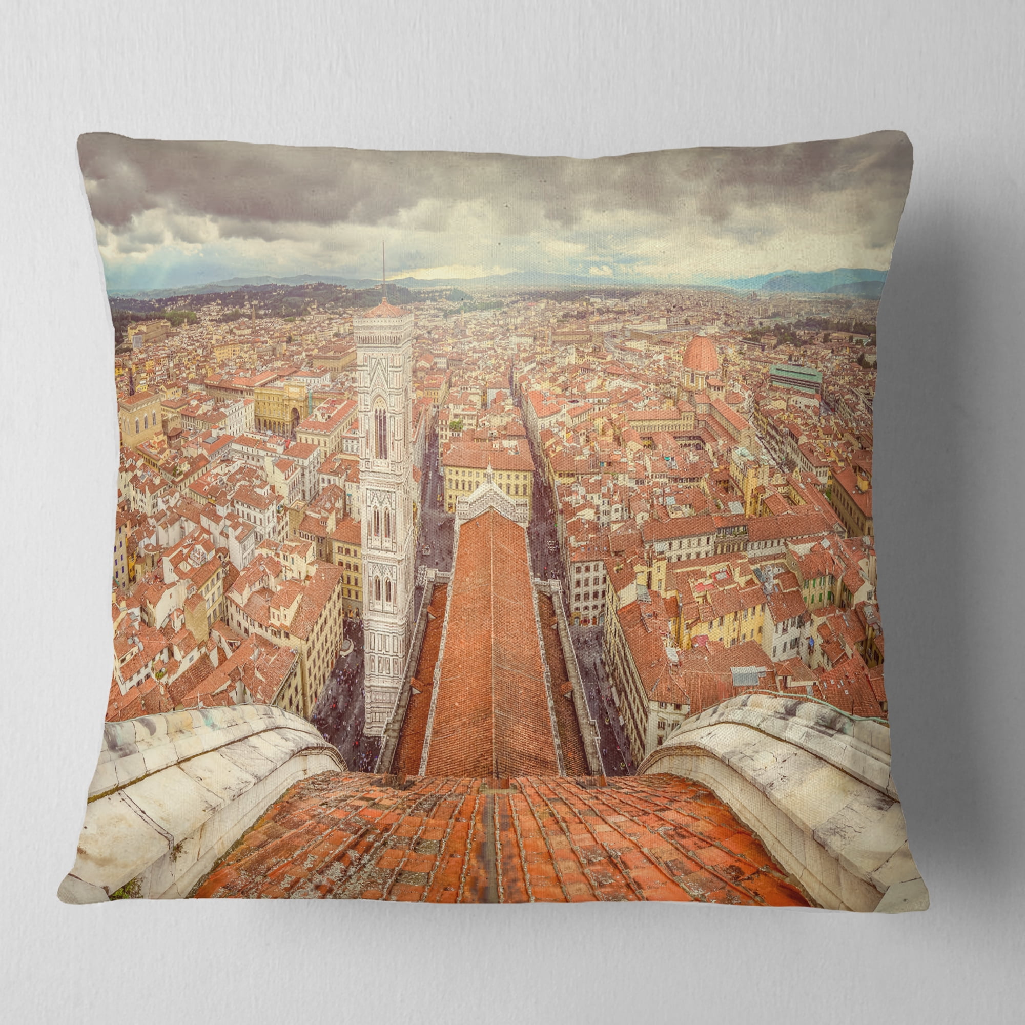 Designart Florence View from Duomo Cathedral - Cityscape Throw Pillow - 18x18