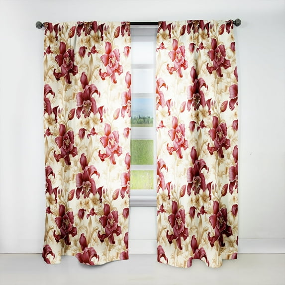 Designart "Flourishing Royal Victorian I" Floral Room Darkening Curtain Single Panel