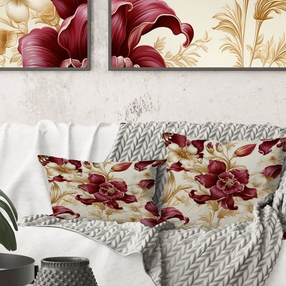 Designart "Flourishing Royal Victorian I" Floral Printed Throw Pillow