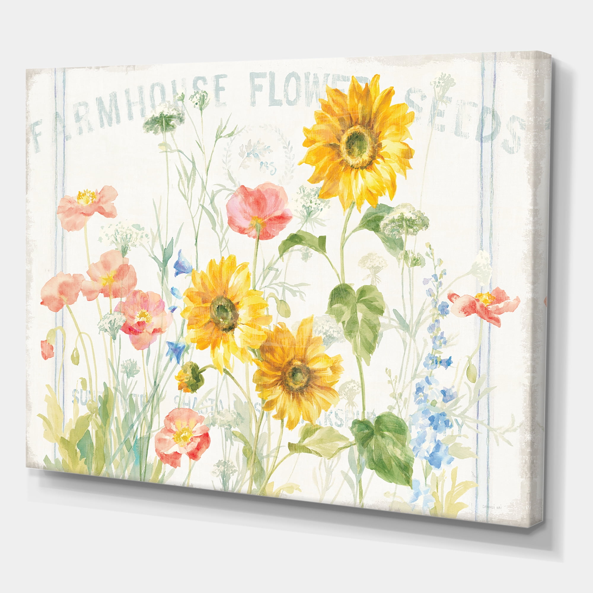 Designart 'Floursack Florals I' Floral & Botanical gallery-wrapped Canvas