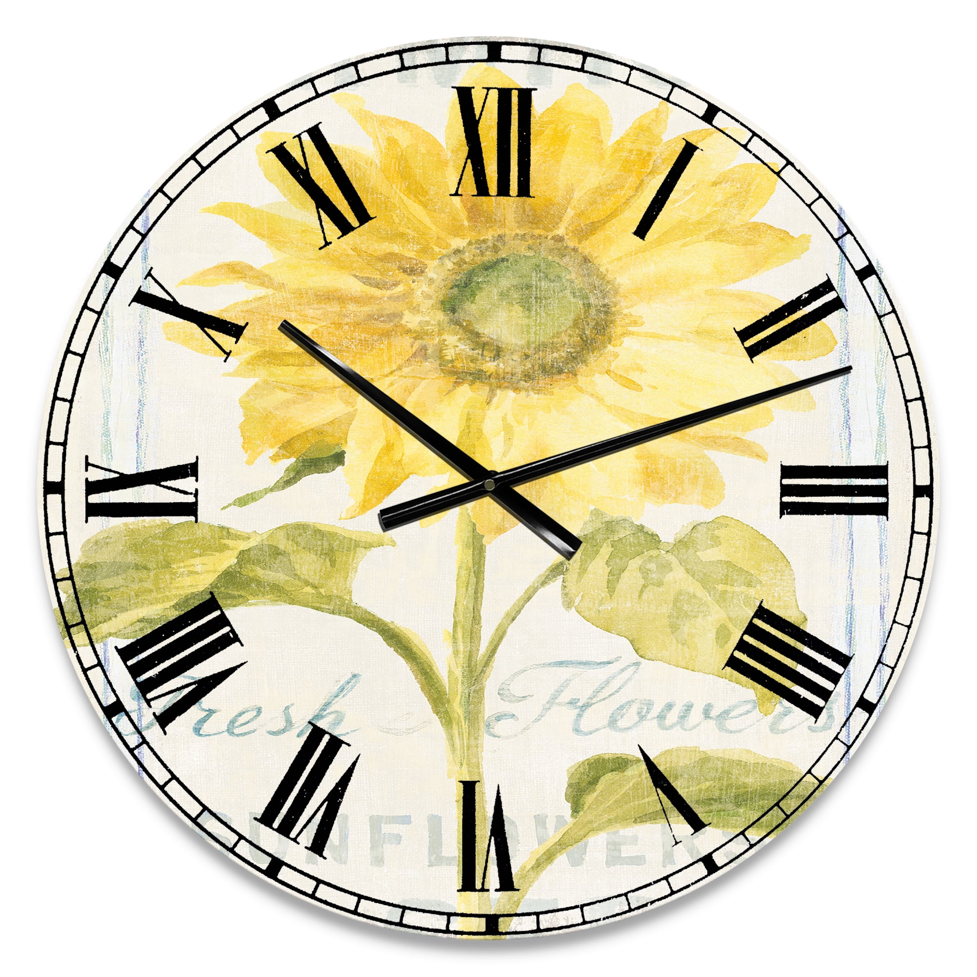 Designart 'Floursack Florals II' Farmhouse wall clock