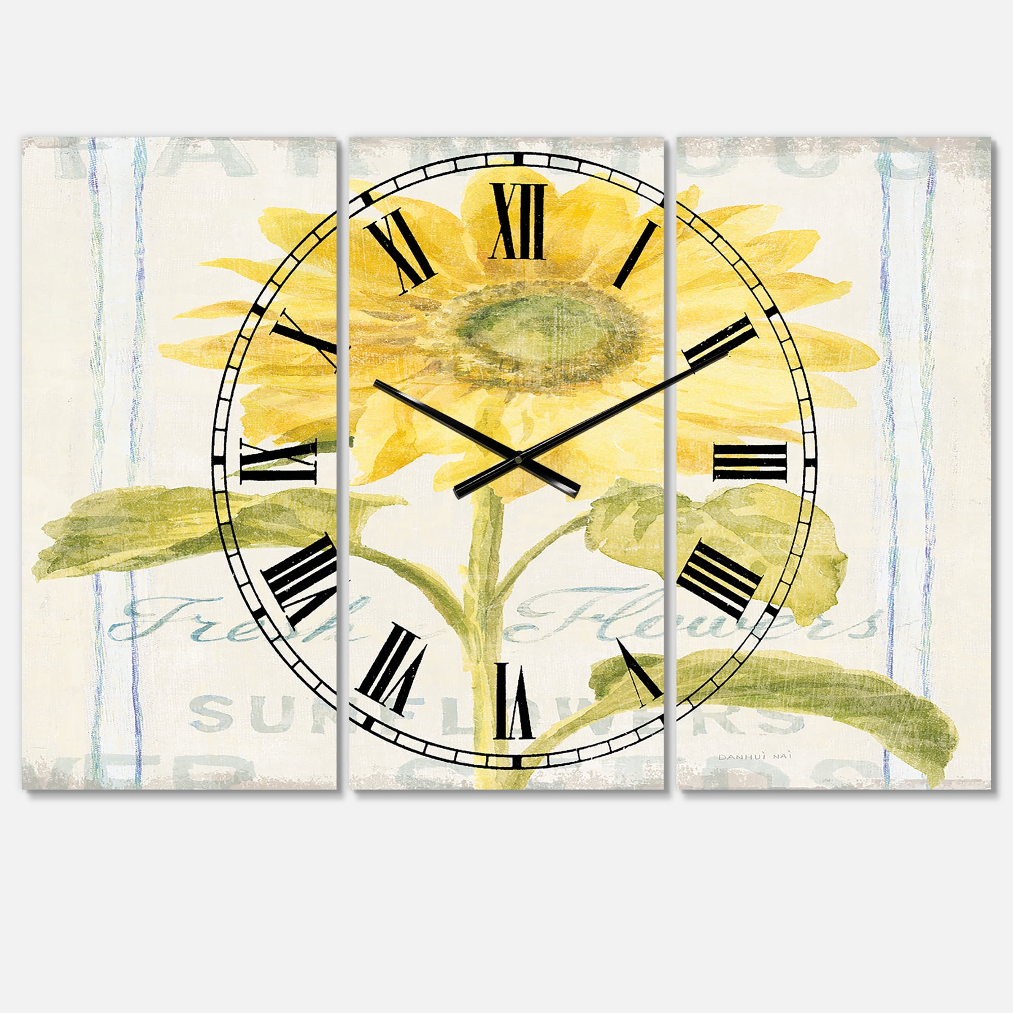 Designart 'Floursack Florals II' Farmhouse wall clock