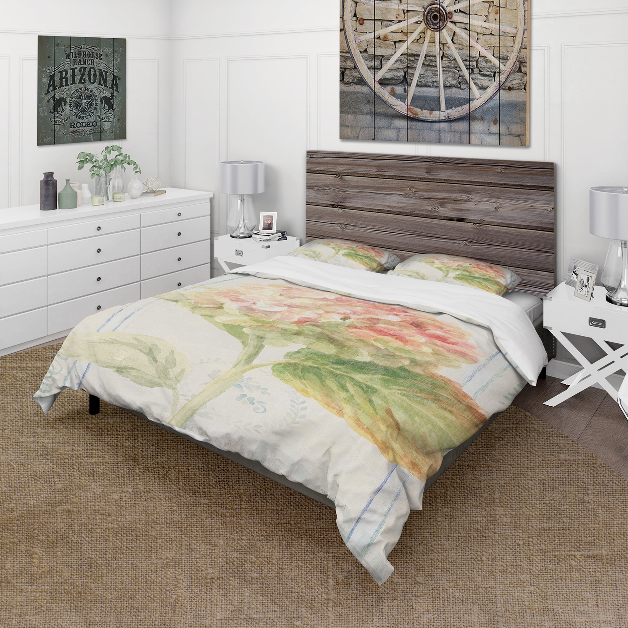 Designart 'Floursack Florals VIII' Cottage Duvet Cover Set