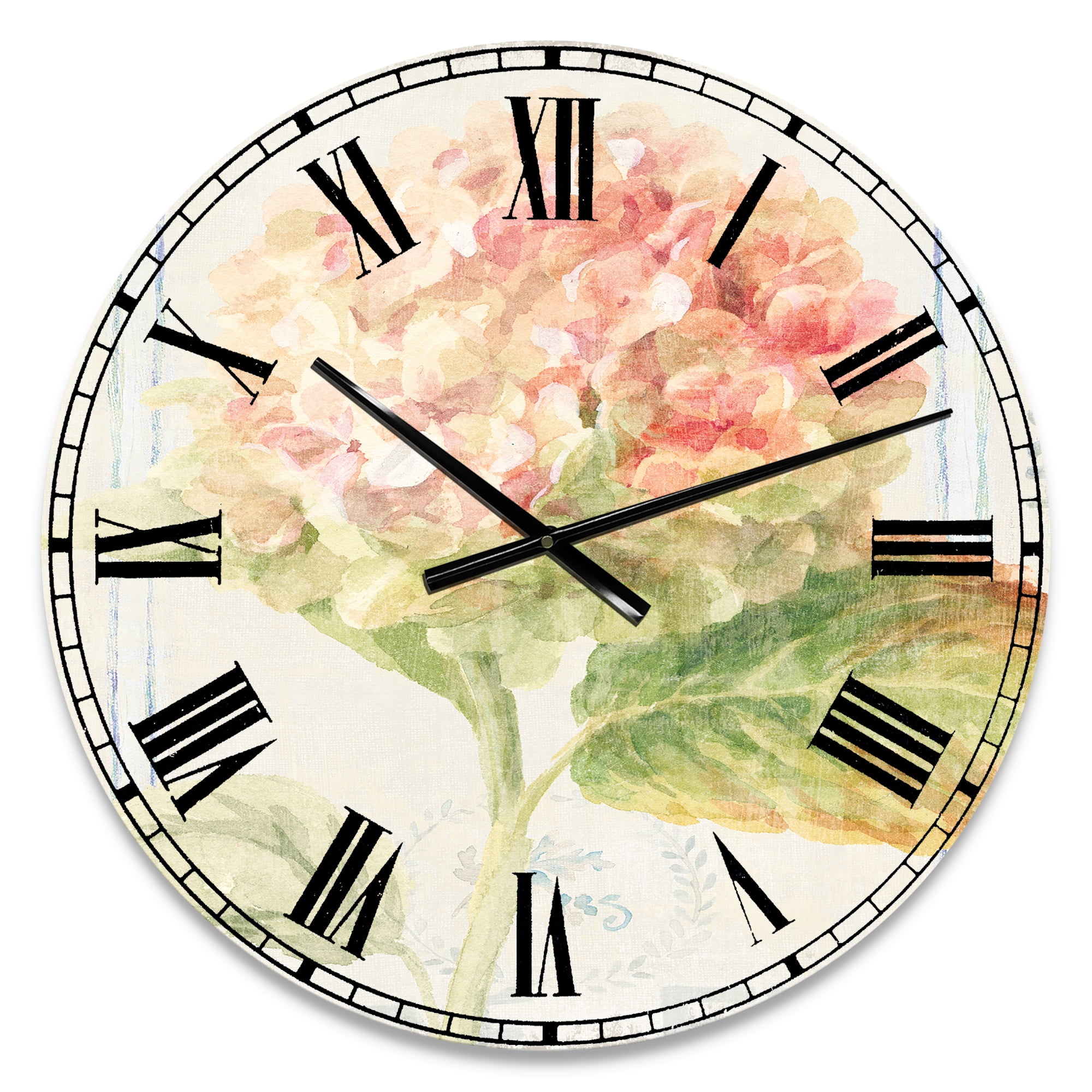 Designart 'Floursack Florals VIII' Farmhouse wall clock