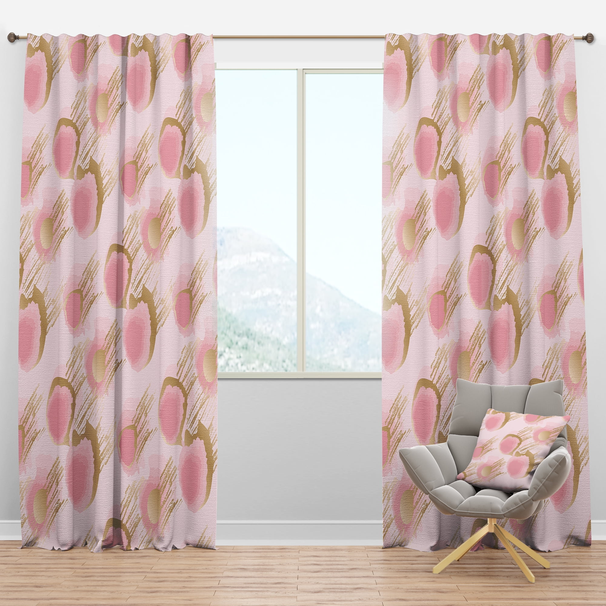 Designart 'Flower Abstract Design IX' Mid-Century Modern Blackout Curtain Panel