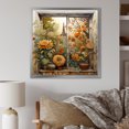 Designart "Flower Farm Window in Yellow and Green II" Floral Framed