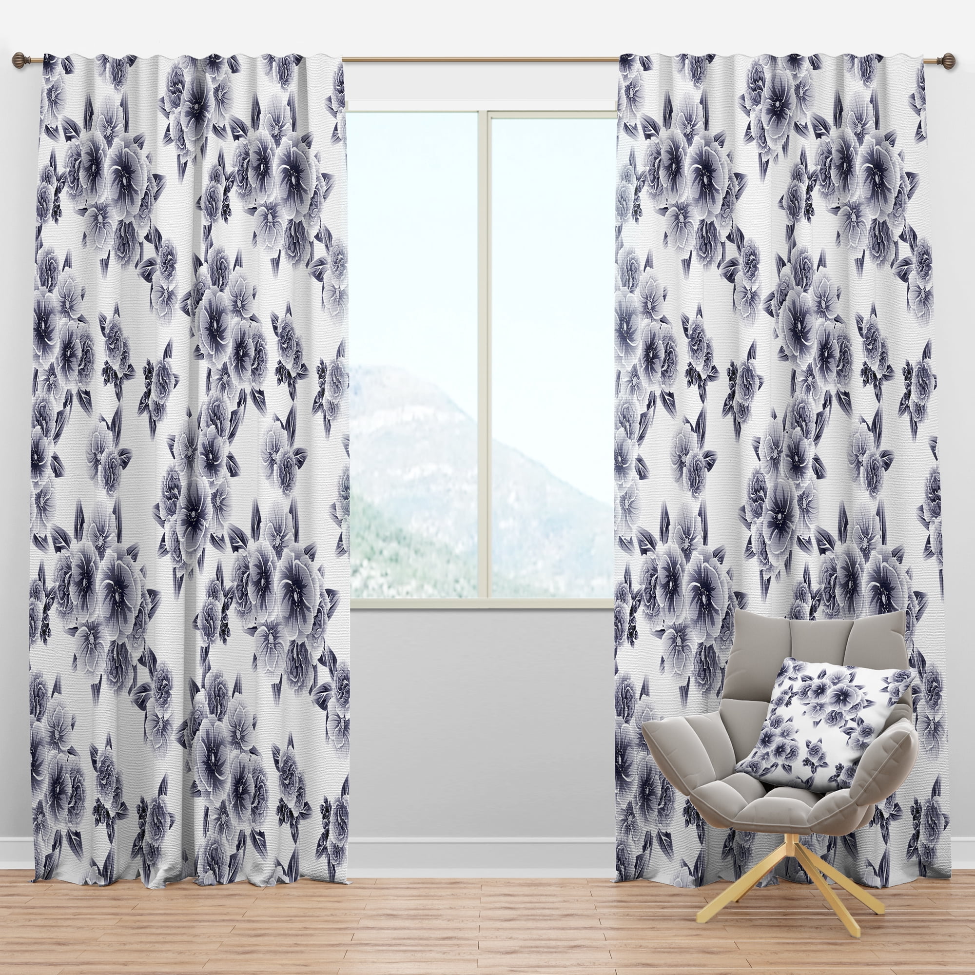 Designart 'Flower Pattern in Vintage Style' Modern & Contemporary Blackout Curtain Panel