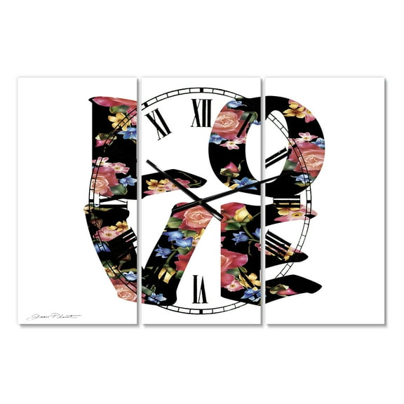 Designart 'Flower Power Love' Large Cottage Wall Clock