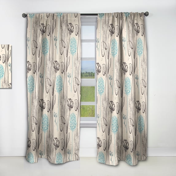 Designart 'Flower Vintage Pattern' Bohemian & Eclectic Curtain Panel