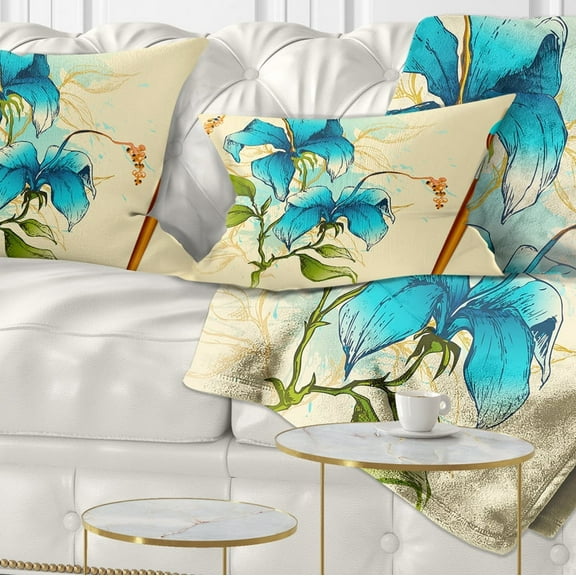 Designart Flower with Brush Illustration - Floral Throw Pillow - 12x20