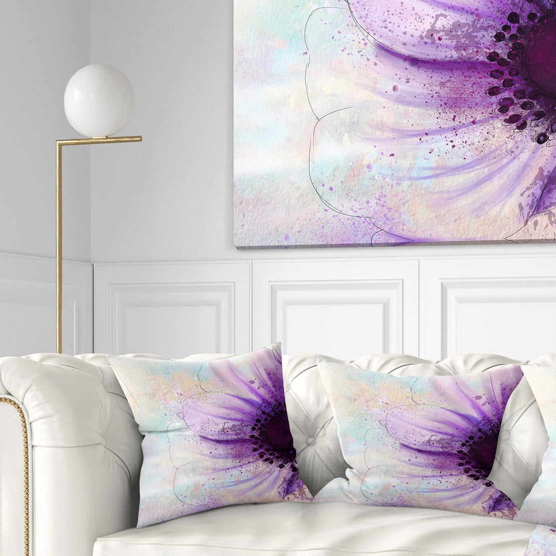 Designart Flower with Large Purple Petals - Flowers Throw Pillowwork - 16x16