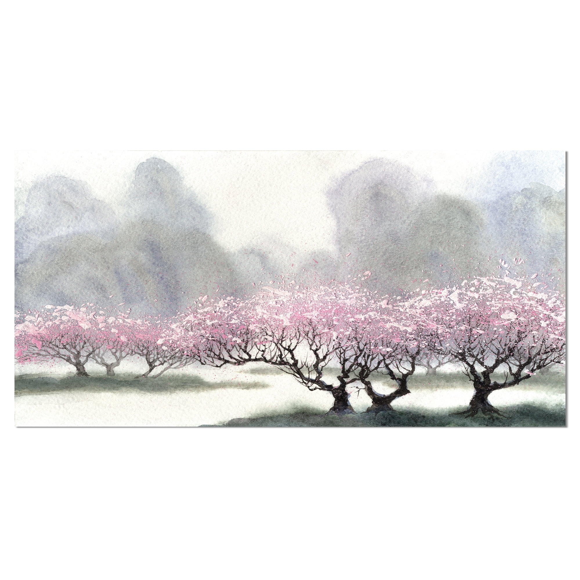 Designart 'Flowering Trees at Spring ' Landscape Art Print Canvas