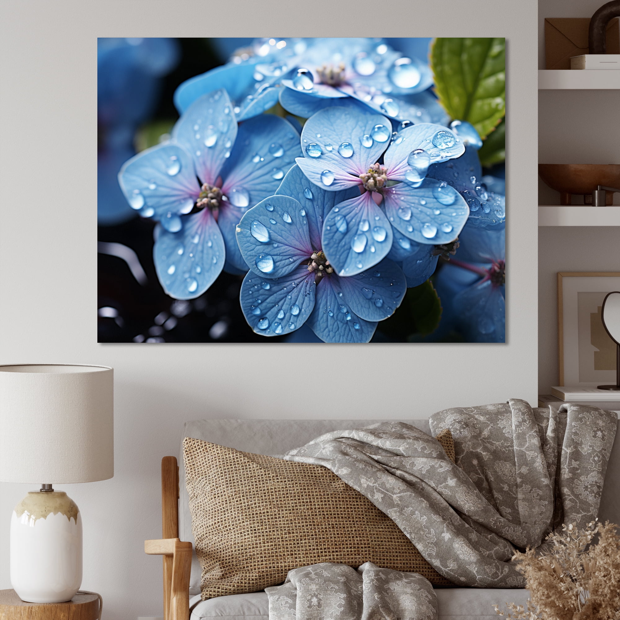 Designart "Flowers Charm In Blue" Floral Wall Art Living Room - Walmart.com