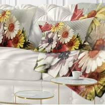 Designart Flowers Illustration - Floral Throw Pillow - 12x20