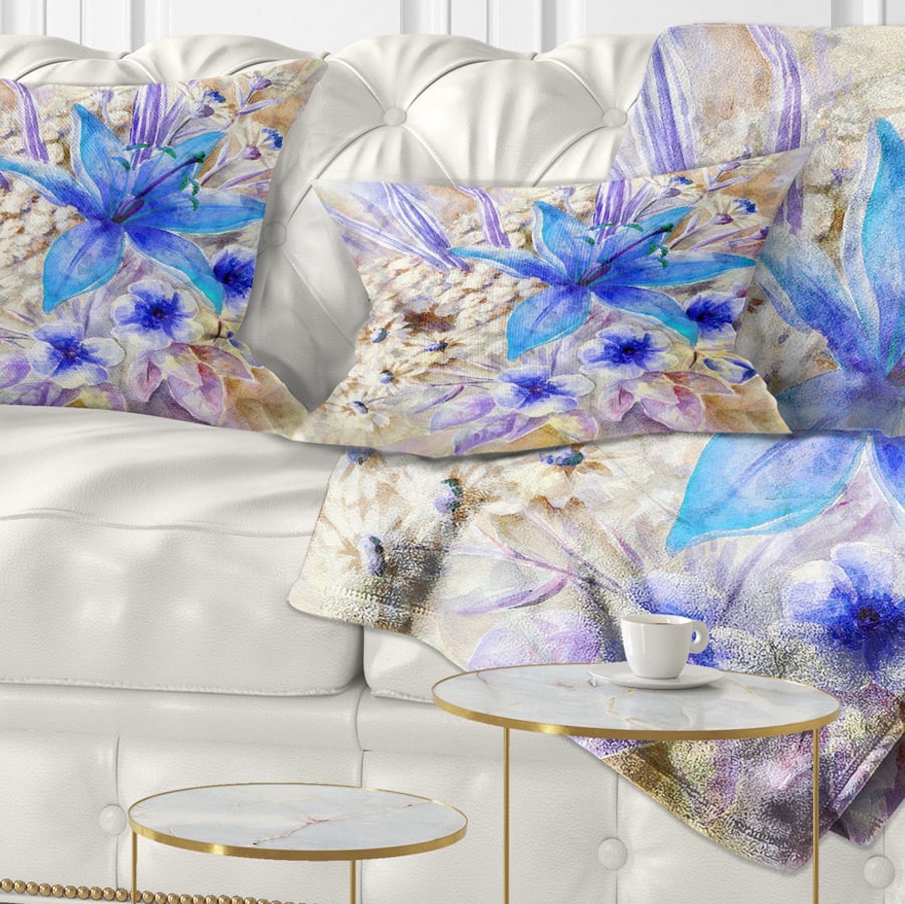Designart Flowers Leaves Watercolor Art - Floral Throw Pillow - 12x20