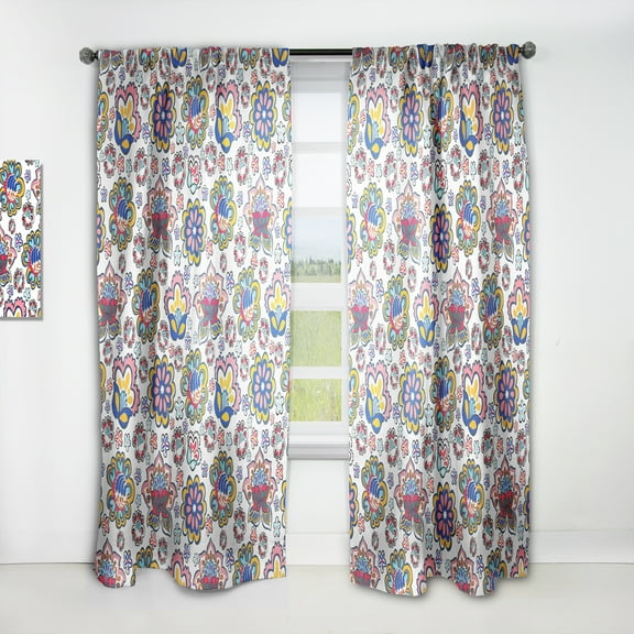 Designart 'Flowers Retro III' Mid-Century Modern Curtain Panel