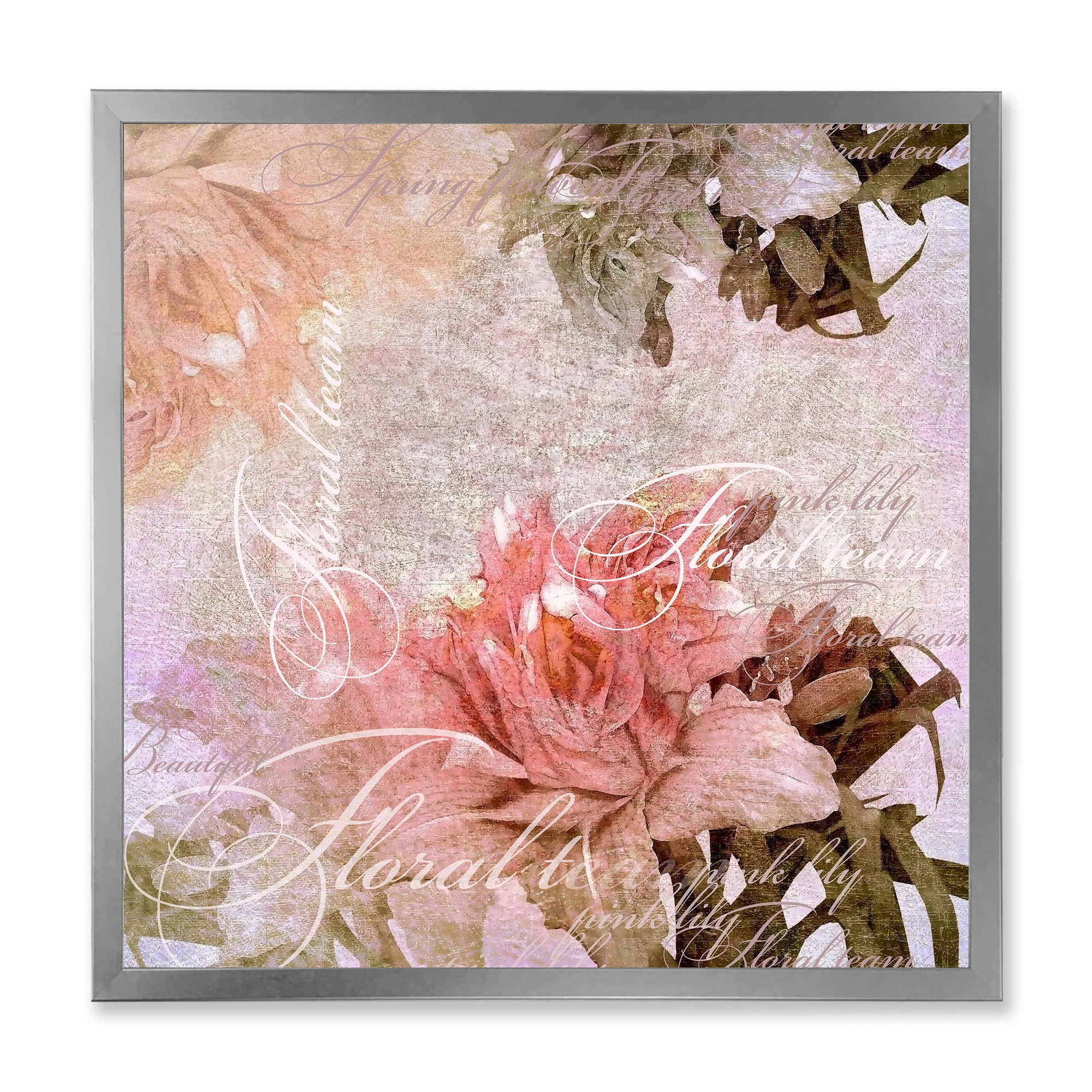 Designart 'Flowers Vintage In Pastel Colours' Traditional Framed Art Print