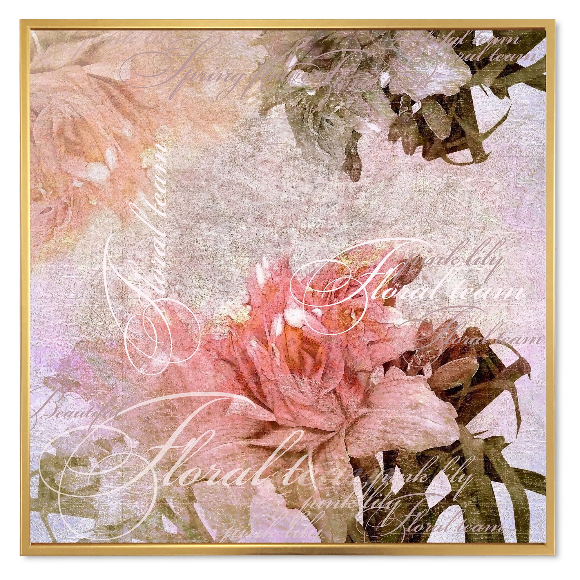 Designart 'Flowers Vintage In Pastel Colours' Traditional Framed Canvas Wall Art Print