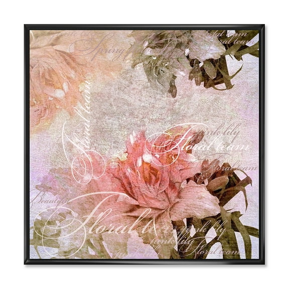 Designart 'Flowers Vintage In Pastel Colours' Traditional Framed Canvas Wall Art Print