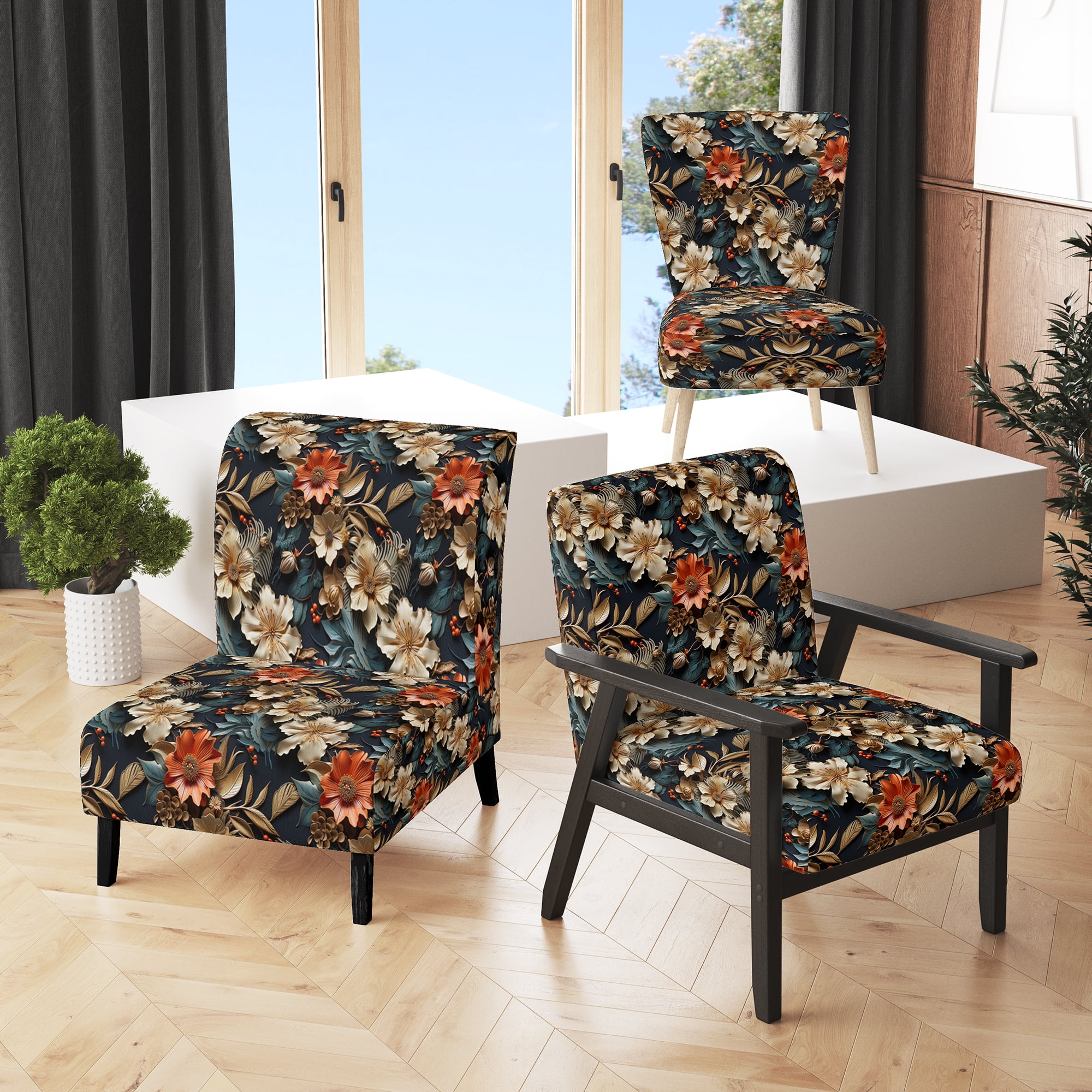 Paisley accent chair with arms discount