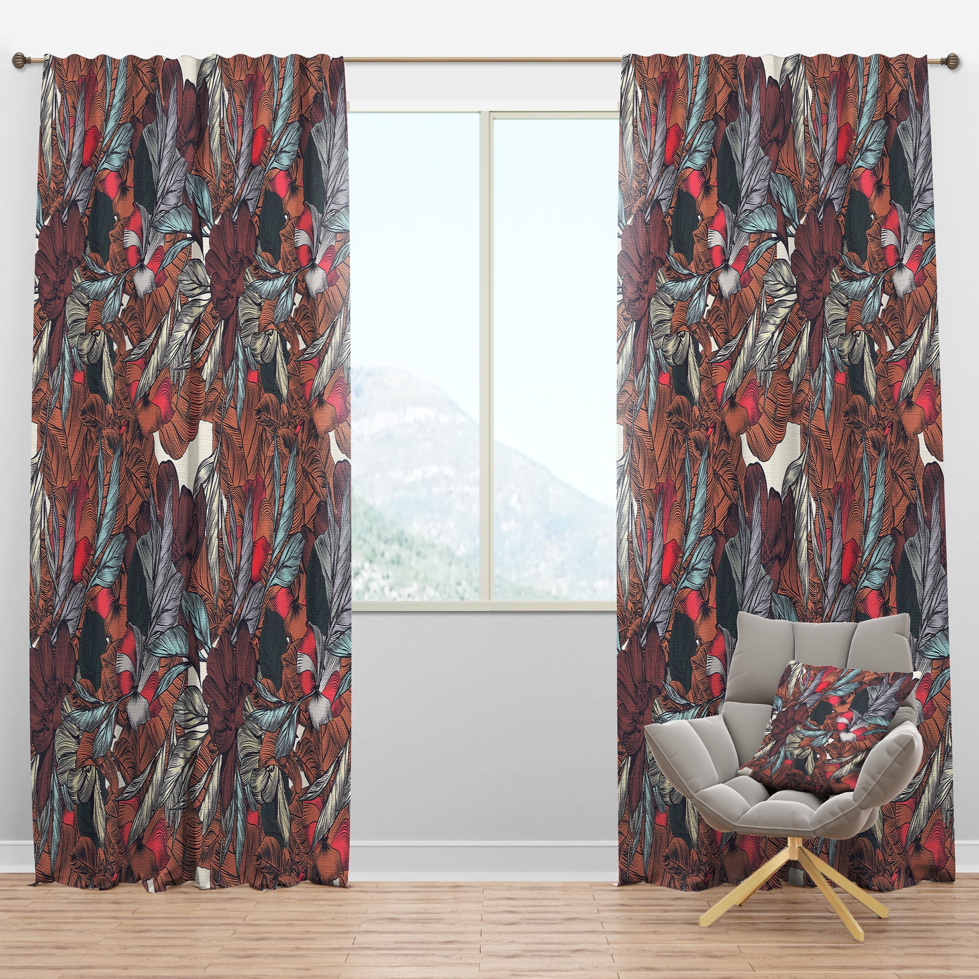 Designart 'Flowers With Floral Botanical Pattern' Bohemian & Eclectic Blackout Curtain Panel