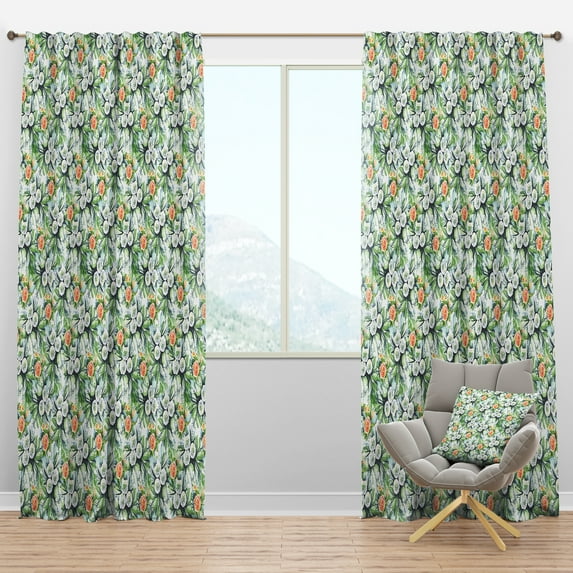 Designart 'Flowers With Green Leaves XI' Floral Blackout Curtain Panel