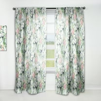 Designart 'Flowers With Green Leaves XII' Floral Curtain Panel