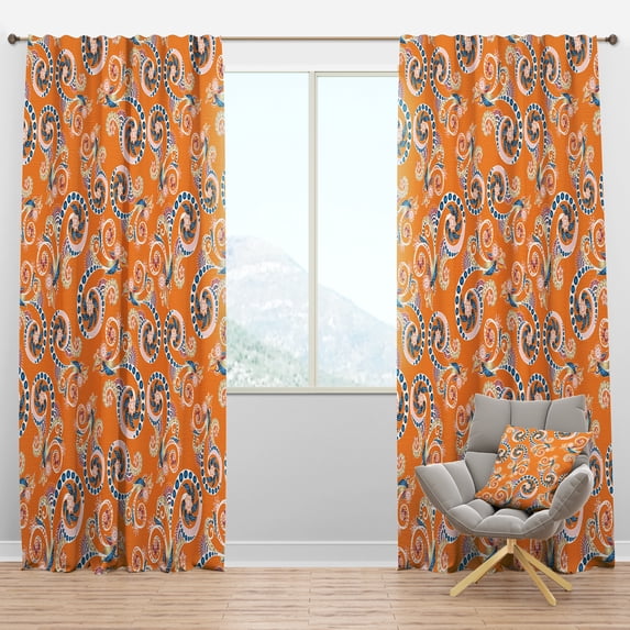 Designart 'Flowers With Ornamental Floral Pattern' Bohemian & Eclectic Blackout Curtain Panel