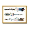 thumbnail image 1 of Designart 'Flowers and Ethnic Feathers On Native Arrows I' Bohemian & Eclectic Framed Art Print, 1 of 4