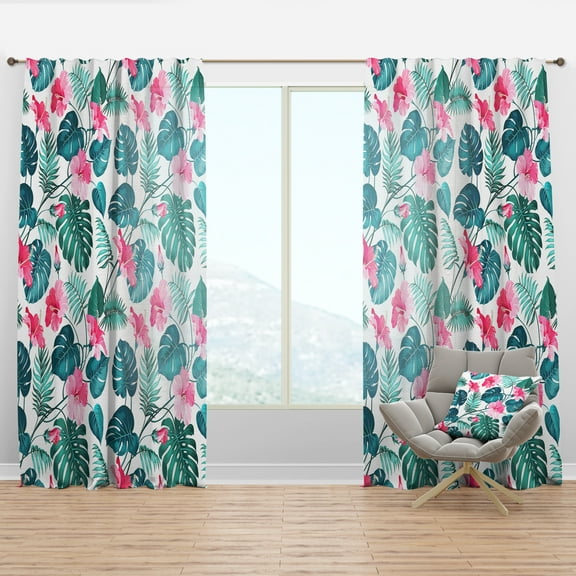 Designart 'Flowers and Tropical Botanicals I' Mid-Century Modern Curtain Panel